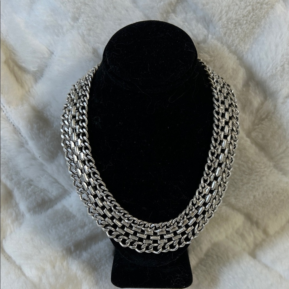 CAbi Silver Layered Necklace 16”